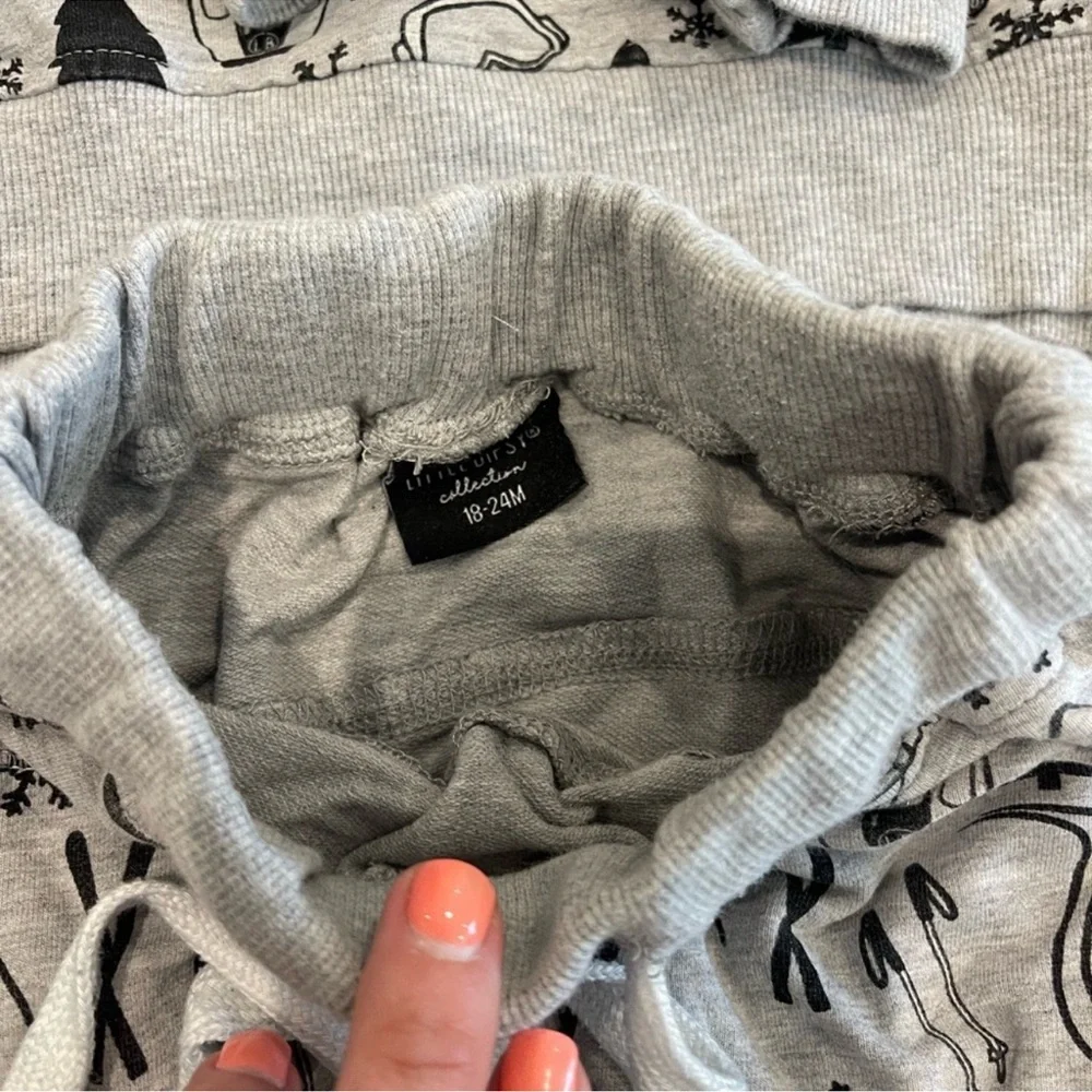Little Bipsy Gray Ski Print Kids Matching Set